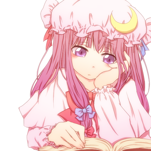 animated animated_png blinking blush book crescent dress hair_ribbon hat light_smile looking_at_viewer pantsko patchouli_knowledge purple_eyes purple_hair reading ribbon smile solo touhou