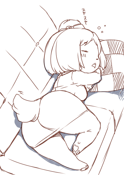 artist_request ass butt canine dog doubutsu_no_mori female isabelle_(animal_crossing) mammal nintendo shih_tzu shizue_(animal_crossing) shizue_(doubutsu_no_mori) skirt sleeping sumeragi_kohaku sumeragitec translated translation_request unknown_artist video_games