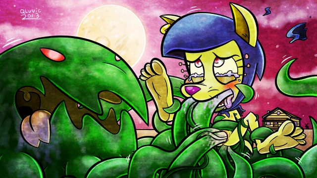 anthro canine chihuahua courage_the_cowardly_dog dog duo female forced mammal monster penetration pussy_juice qluvic qluvic_(artist) rape shirley_the_medium size_difference tentacle_rape tentacles vaginal vaginal_penetration