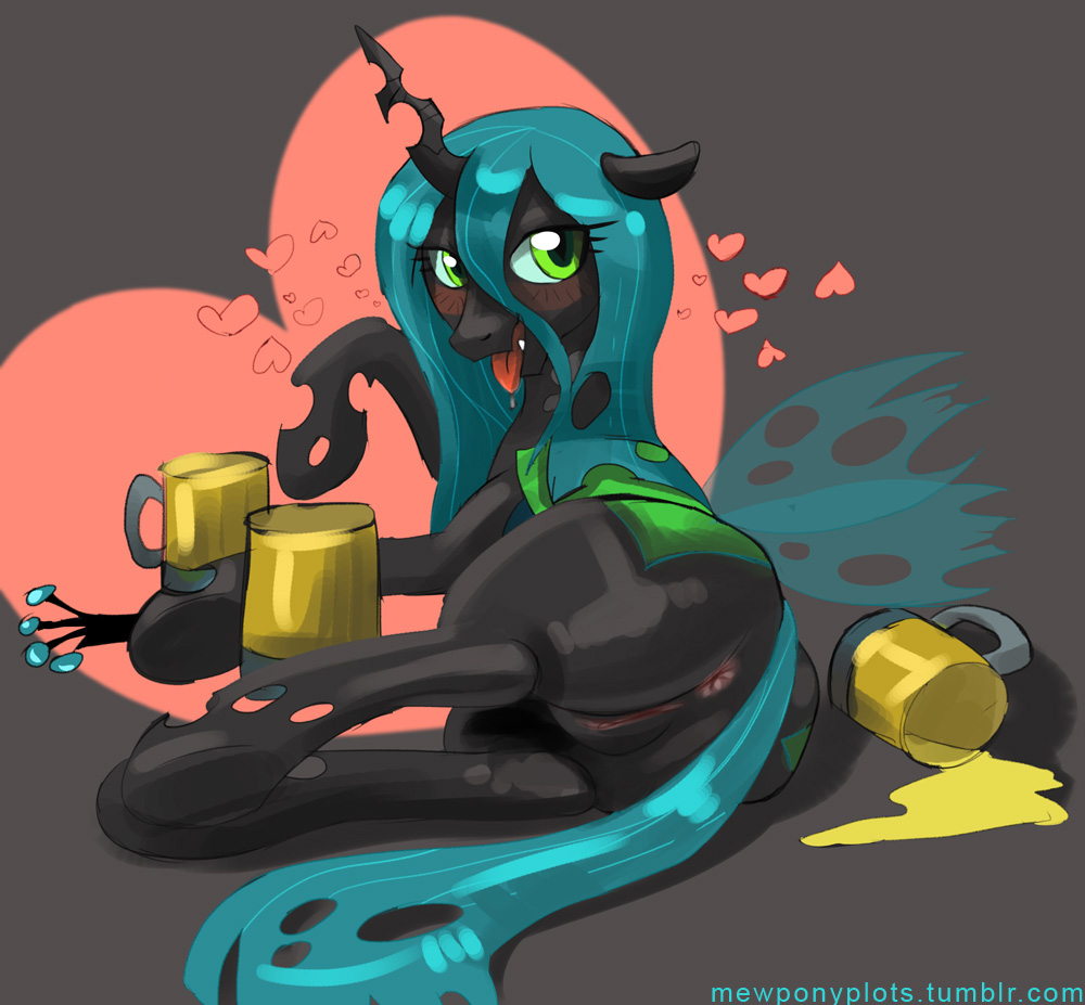 &lt;3 2013 anus blush changeling crown cup equine fangs female feral friendship_is_magic green_eyes green_hair hair horse ipan looking_at_viewer lying mammal mew_(artist) my_little_pony on_side pony pussy queen_chrysalis queen_chrysalis_(mlp) solo tongue tongue_out wings