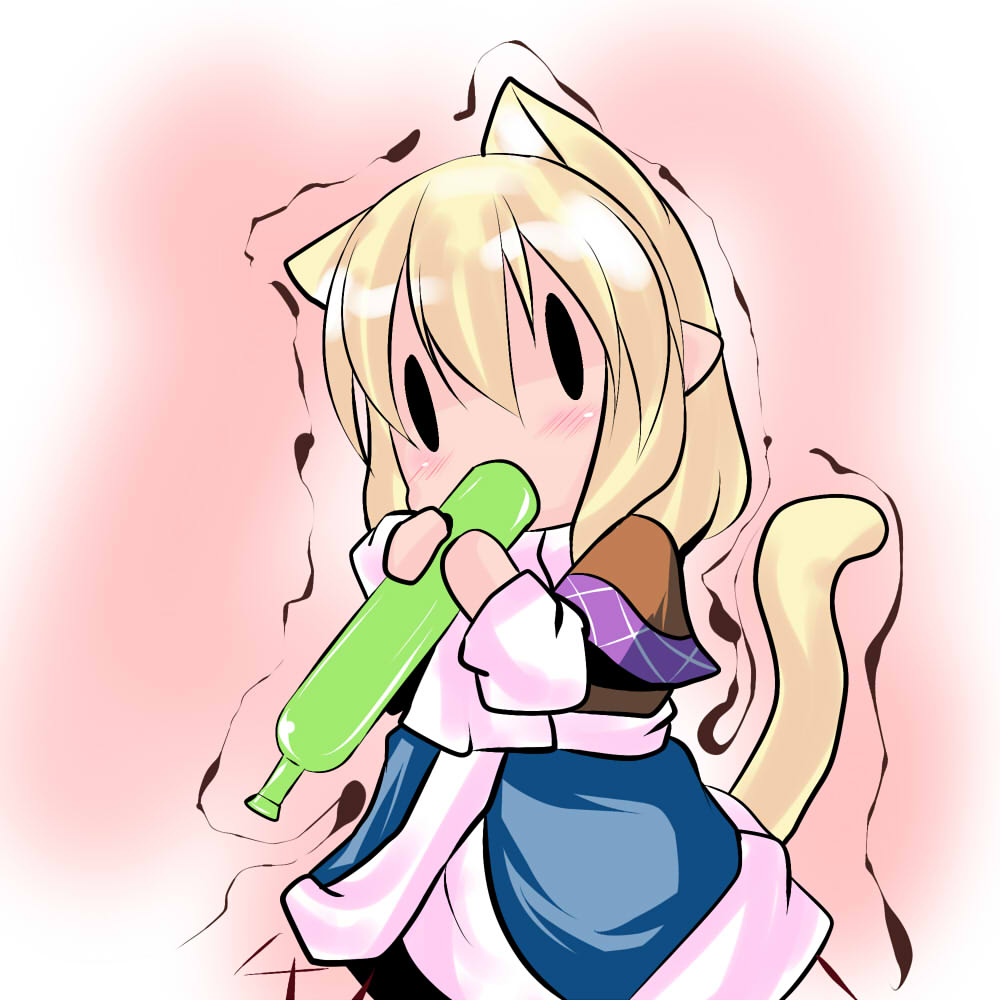 animal_ears blonde_hair chibi hoshizuki_(seigetsu) mizuhashi_parsee puru-see short_hair solo tail touhou trembling |_|