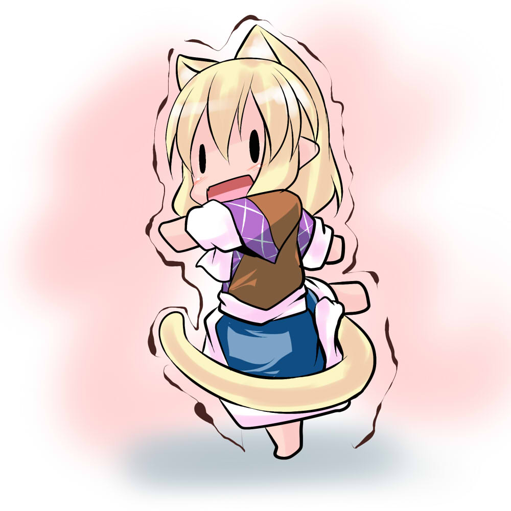 animal_ears blonde_hair chibi hoshizuki_(seigetsu) mizuhashi_parsee puru-see short_hair solo tail touhou trembling |_|