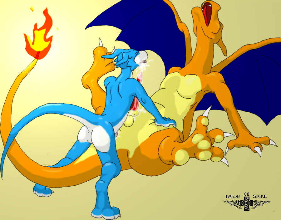 balls balor_spike charizard claws cum cum_on_chin cumshot digimon duo fire flamedramon gay hands-free male nintendo orgasm paws penis pok&#233;mon pok&eacute;mon size_difference small_dom_big_sub video_games