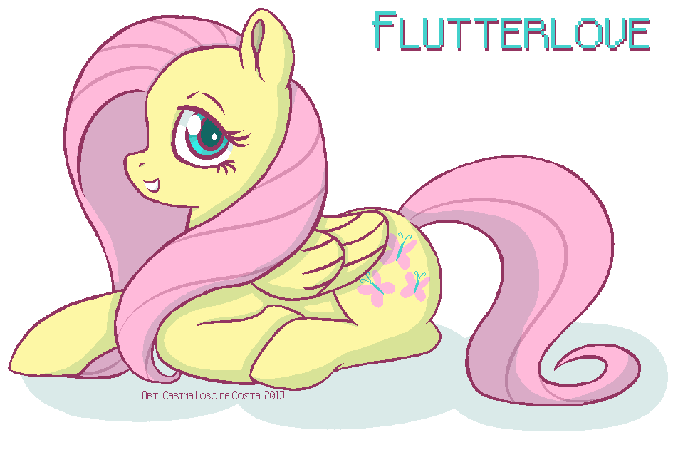 2013 butterfly cute cutie_mark english_text equine female feral fluttershy_(mlp) friendship_is_magic green_eyes hair happy horse insect loba-rez looking_at_viewer my_little_pony open_mouth pegasus pixelated plain_background pony quadruped rezeict solo text wings yellow_fur