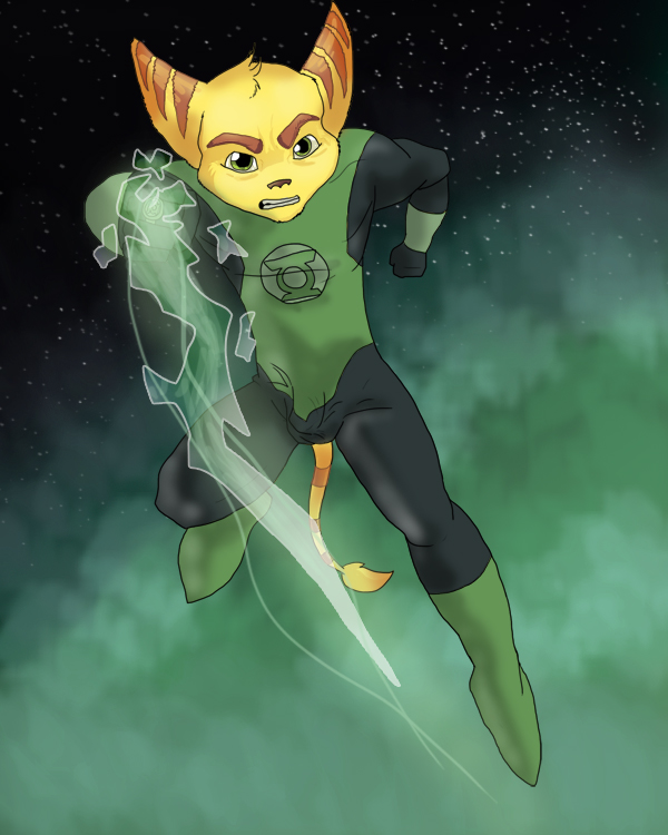 dc_comics green_lantern green_lantern_(series) lombax male ratchet ratchet_and_clank super_hero superhero