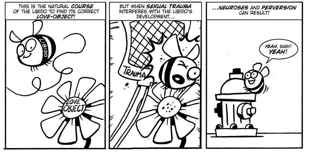 bee black_and_white comic english_text flower humor hydrant insect monochrome text unknown_artist
