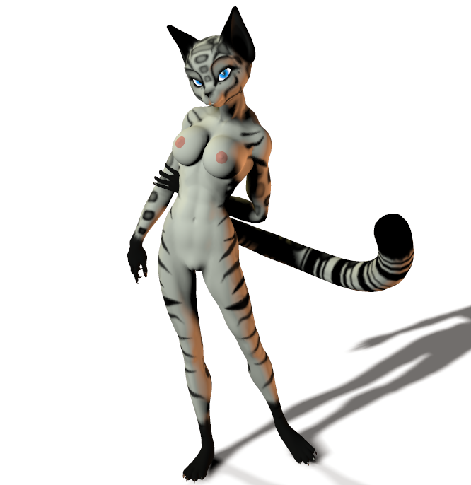alpha_channel anthro arm_hold blue_eyes breasts cat feline female kung_fu_panda long_tail mammal nude plain_background plane_background pose solo song song_(character) standing transparent_background unrealfox