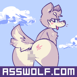 animated blush butt canine censored female low_res mammal presenting tongue wolf