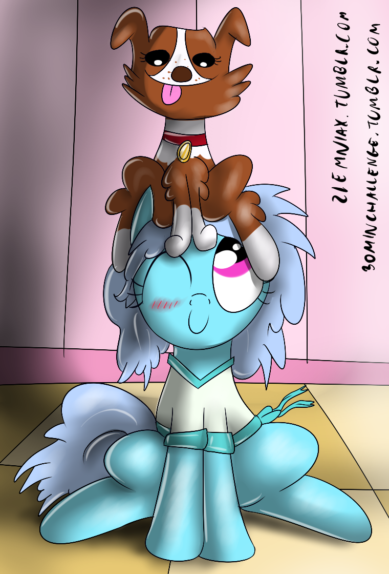 canine clothing cute dog duo equine eye_contact female feral friendship_is_magic horse mammal my_little_pony one_eye_closed pony screw_loose_(mlp) smile winona_(mlp) ziemniax