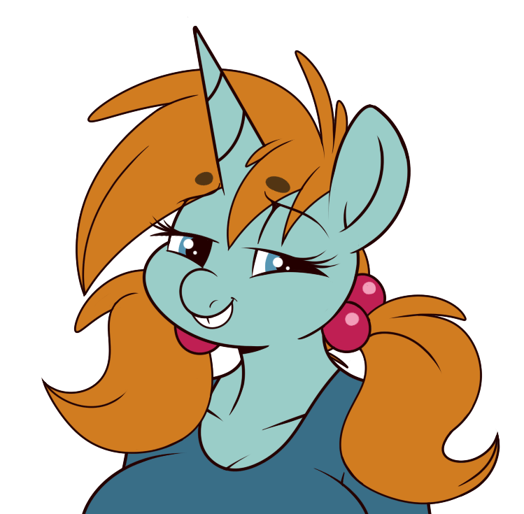 animated anthro anthrofied big_breasts breasts bust cleavage clothed clothing crossgender cute equine female friendship_is_magic horn looking_at_viewer mammal my_little_pony sbshouseofpancakes snips_(mlp) solo suggestive unicorn