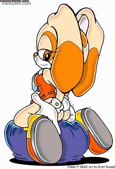 anthro big_ears breasts brown_eyes butt color cream_the_rabbit female hair jpg_artifacts kristi_russell lagomorph looking_back necktie plain_background presenting rabbit sega sonic_(series) source_request white_background