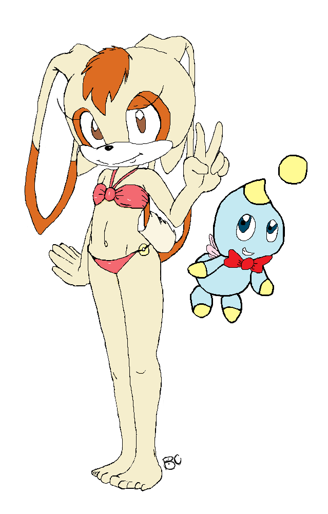 ambiguous_gender bikini bluechika brown_eyes chao cheese clothing colored cream_the_rabbit female looking_at_viewer panties plain_background sega sonic_(series) swimsuit tight_clothing underwear white_background