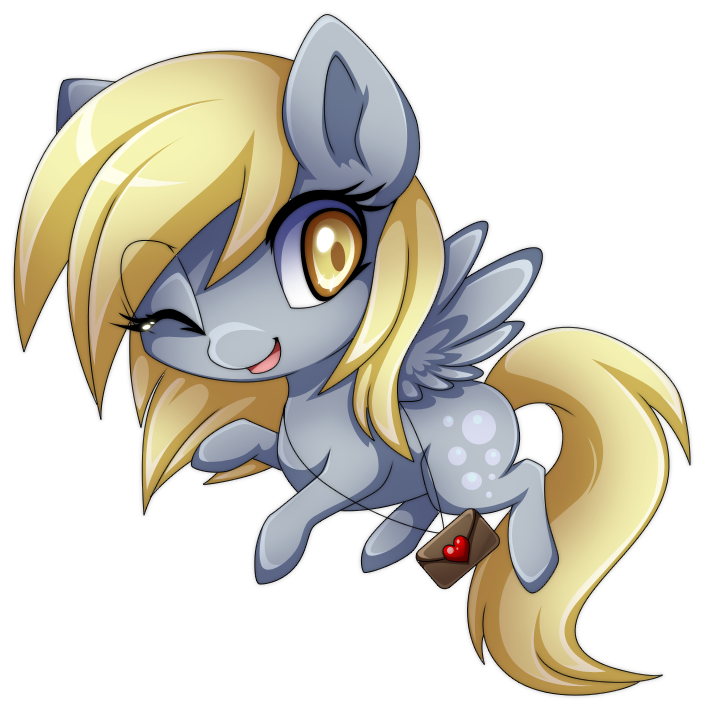 amber_eyes blonde_hair blue_feathers chibi cute cutie_mark derpy_hooves_(mlp) equine extra-fenix female feral flying friendship_is_magic fur grey_fur hair hair_over_eye hair_over_eyes horse letter long_hair looking_back mammal my_little_pony necklace one_eye_closed open_mouth pegasus pony smile solo tongue wings wink yellow_eyes
