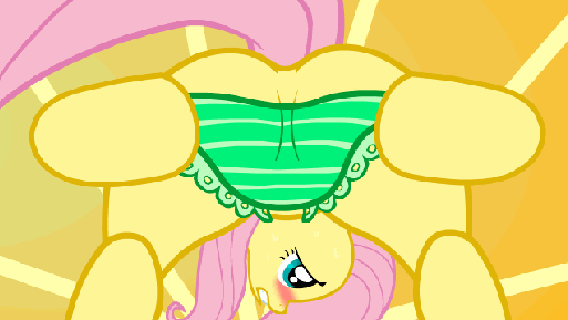 animated blush butt equine eyes female feral fluttershy_(mlp) friendship_is_magic fur green_eyes hair horse mammal my_little_pony panties pink_hair pony presenting solo tiarawhy underwear yellow_fur