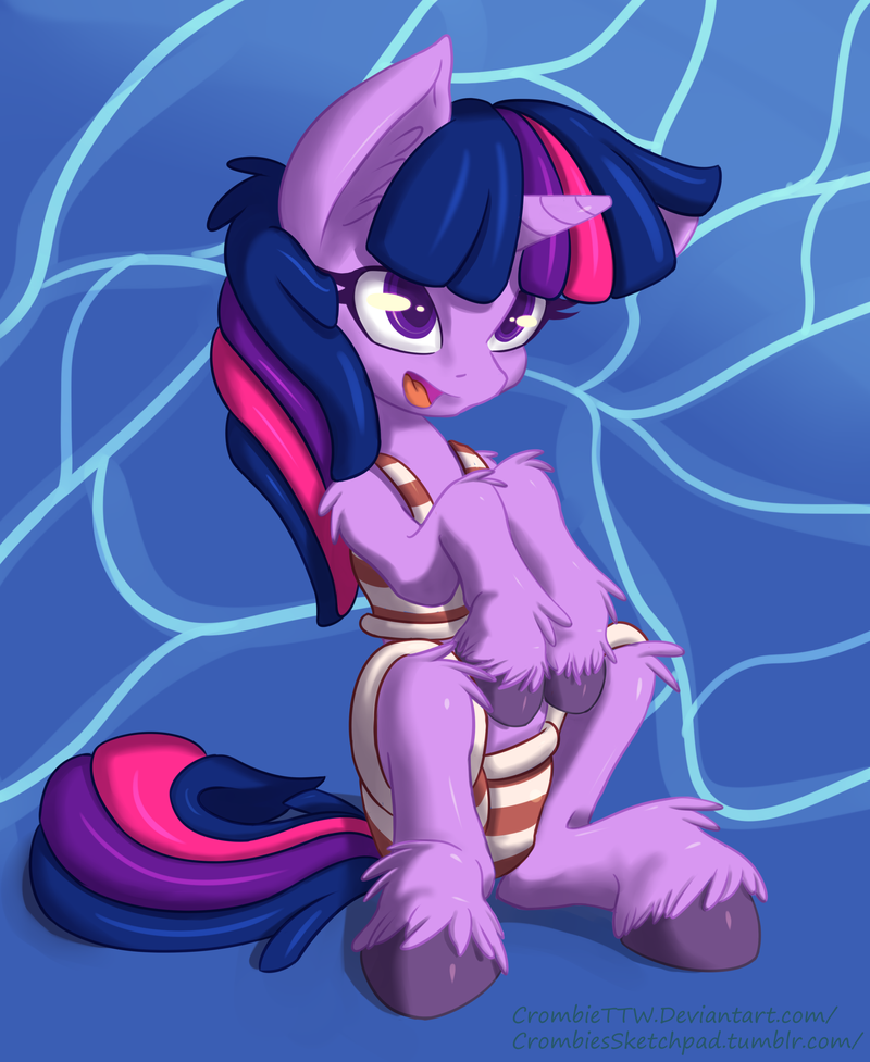 abstract_background bikini clothing crombiettw equine female feral friendship_is_magic fur hair hooves horn horse mammal my_little_pony open_mouth pink_hair pony purple_eyes purple_fur purple_hair solo swimsuit tight_clothing twilight_sparkle_(mlp) two_tone_hair unicorn
