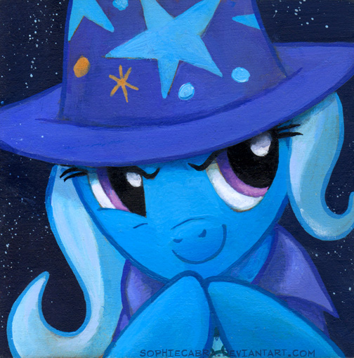 equine female feral friendship_is_magic hat horse mammal my_little_pony pony portrait purple_eyes robe smile solo sophiecabra stars trixie_(mlp) wizard_hat