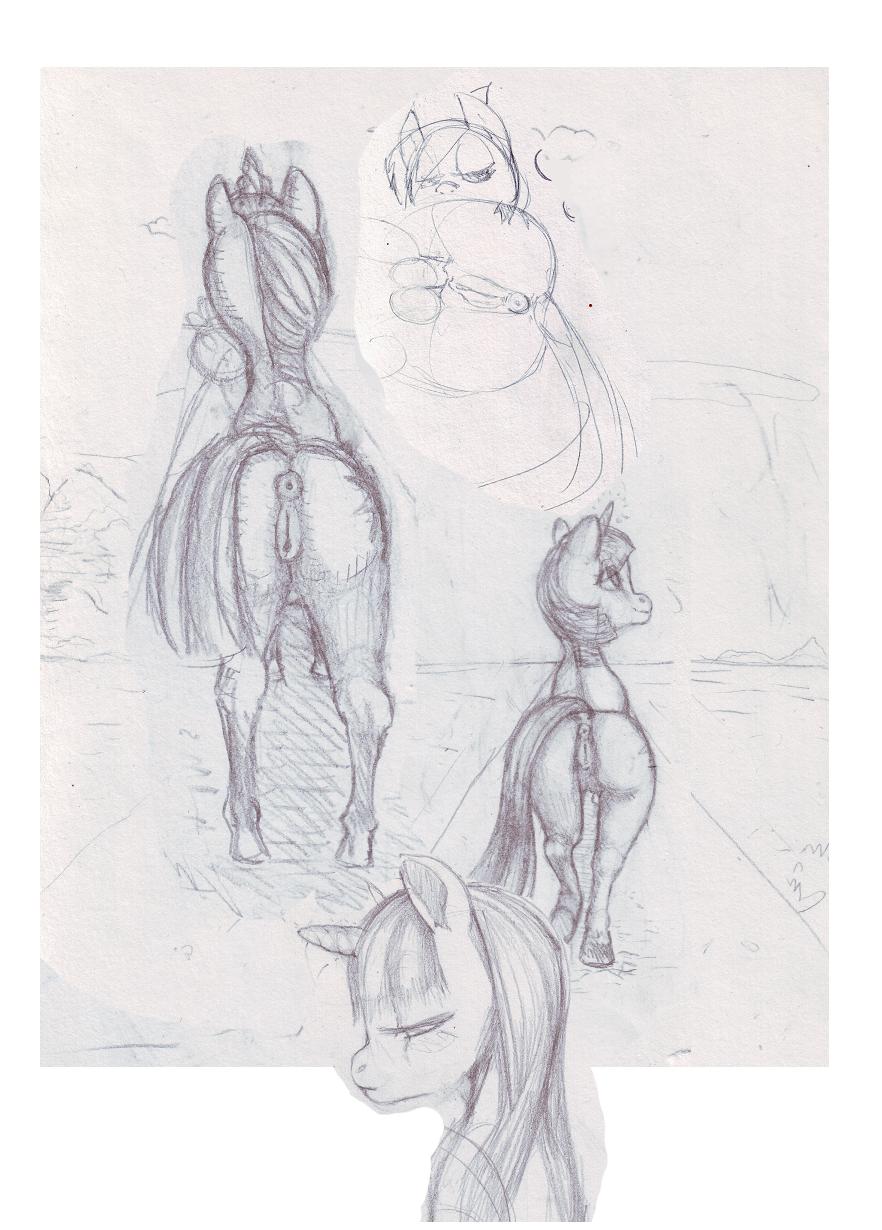 anatomically_correct_pussy animal_genitalia anus butt cutie_mark duo equine equine_pussy female feral friendship_is_magic hair hi_res hooves horn horse jac mammal my_little_pony outside pony poolhall20 puffy_anus pussy sketch spike_(mlp) teats twilight_sparkle_(mlp) unicorn