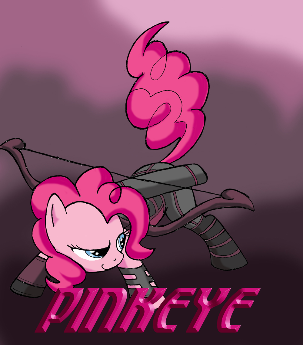 arrow avengers blue_eyes bow_(weapon) clothing cosplay equine eyes female feral friendship_is_magic fur hair hawkeye horse kenichi-shinigami mammal my_little_pony parody pink_fur pink_hair pinkie_pie_(mlp) ponification pony ranged_weapon weapon