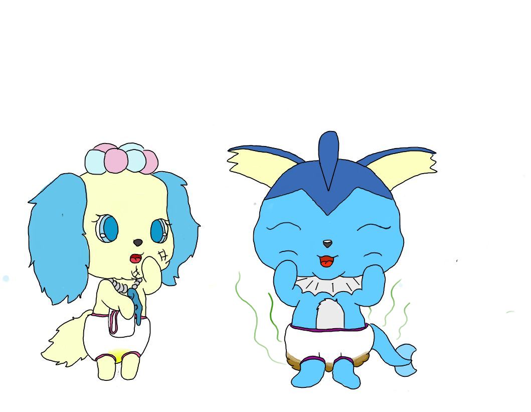 cub diaper female jewel_pet nintendo pok&eacute;mon sapphire_(jewel_pet) sararoo vaporeon video_games young