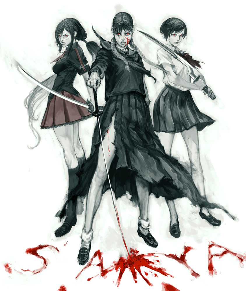 blood blood+ blood-c blood_the_last_vampire ikeda_masateru kisaragi_saya otonashi_saya saya_(blood_the_last_vampire) seifuku sword