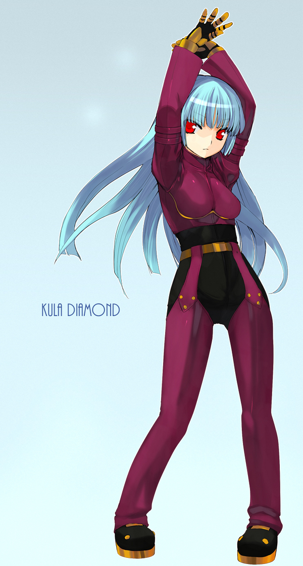 belt gloves kula_diamond long_hair orion_(orionproject) pants solo the_king_of_fighters