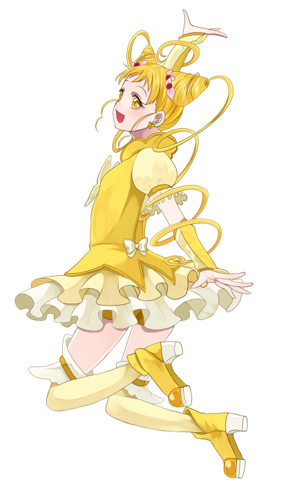 bad_id bad_pixiv_id bike_shorts blonde_hair boots cure_lemonade dress hair_ornament jewelry kasugano_urara_(yes!_precure_5) long_hair magical_girl precure sasamaru_chimaki short_hair shorts shorts_under_skirt skirt smile solo thigh_boots thighhighs twintails yellow_eyes yellow_skirt yes!_precure_5 yes!_precure_5_gogo!