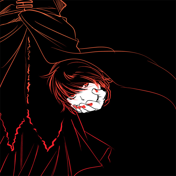 black cape headless mak_(kainemaru) partially_colored red_eyes sekibanki short_hair skirt solo touhou