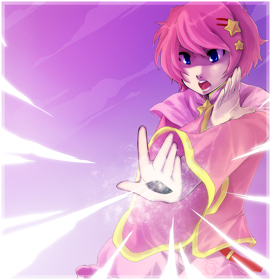 1boy androgynous kirby personification pink_hair short_hair trap