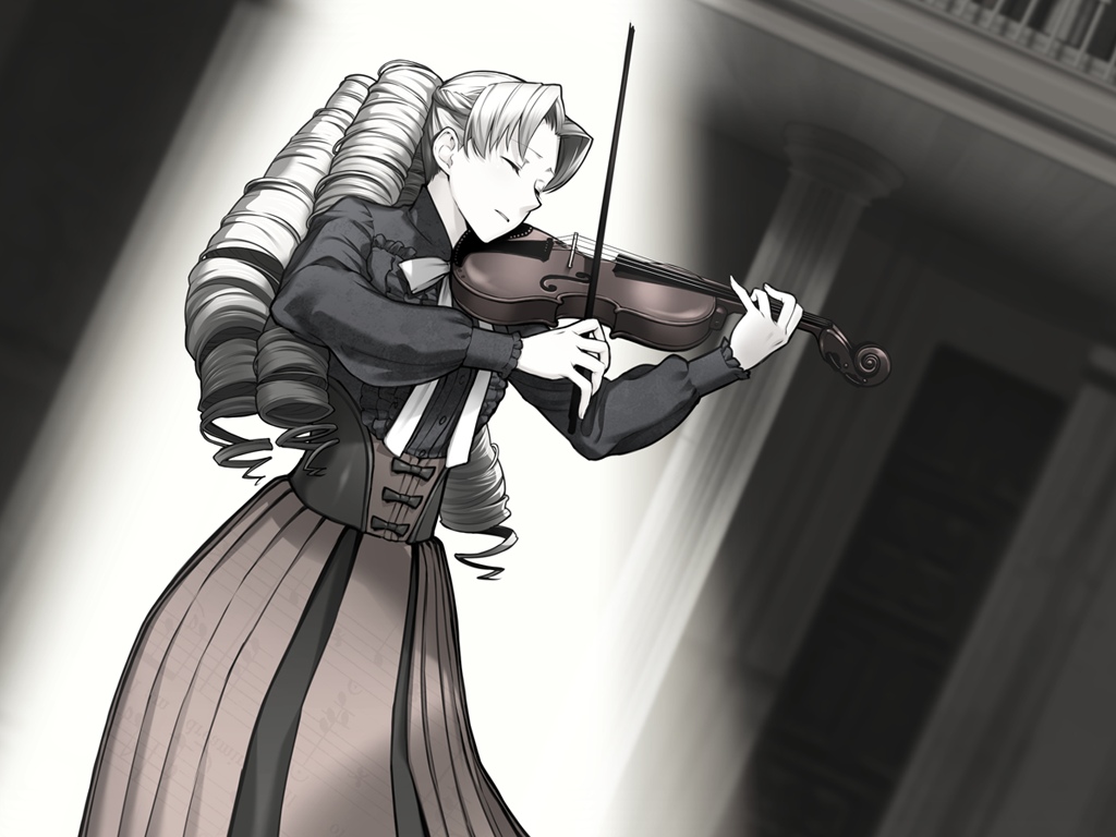 1girl drill_hair game_cg instrument liarsoft long_hair ourai_no_gahkthun steampunk_(liarsoft) violin