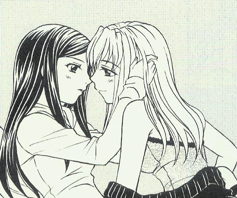 after_kiss animated animated_gif bed between_legs blush breast_sucking breasts breath camisole chemise clothes_up eye_contact eyes_closed female fujino_shizuri fujino_shizuru happy hood hoodie hug incipient_kiss kiss kuga_natsuki legs long_hair long_sleeves looking_at_another love lowres lying moaning monochrome multiple_girls my-hime on_back open_mouth smile socks sweat sweatdrop sweater undressing yuri