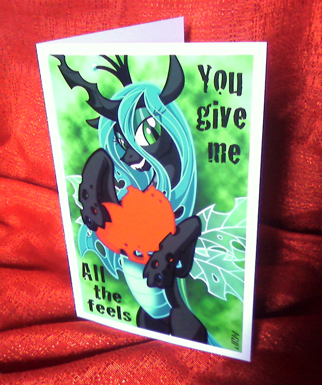 card changeling english_text fangs female friendship_is_magic green_eyes green_hair hair holes horn long_hair looking_at_viewer my_little_pony photo queen_chrysalis_(mlp) real texasuberalles text wings