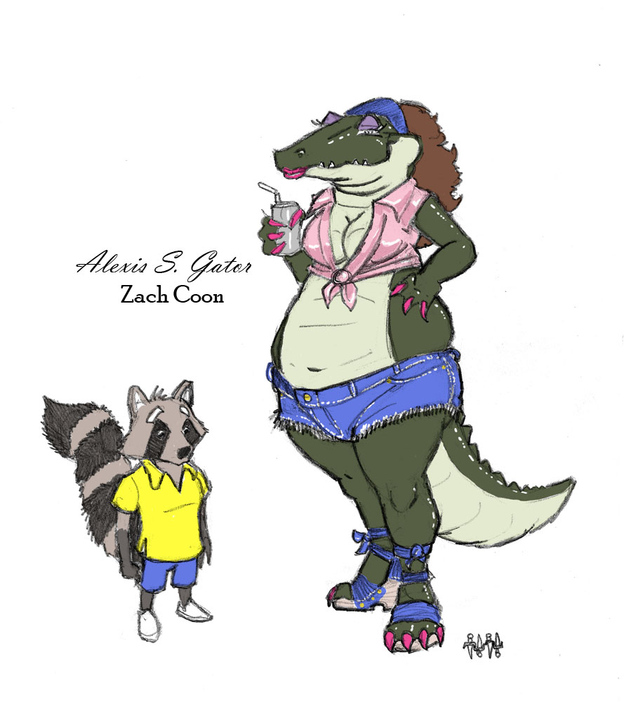 alexis alligator chubby duo female male mammal raccoon reptile scalie size_difference zach