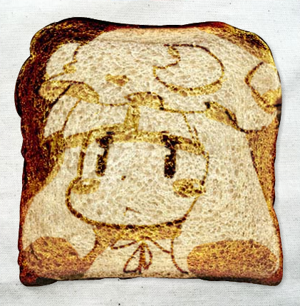 :&lt; blueberry_(5959) bread crescent food food_art hat lowres patchouli_knowledge solo the_bread_art_project toast touhou unconventional_media