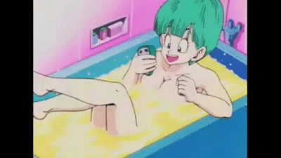 1girl animated animated_gif bath bathroom bathtub bent_over blue_eyes breasts bubble bubbles bulma censored convenient_censoring dragon_ball dragonball_z green_hair looking_down lowres namek nude open_mouth short_hair sitting solo talking