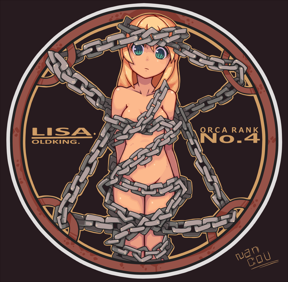 armored_core armored_core:_for_answer bdsm blonde_hair bondage bound chain green_eyes nancou_(nankou) navel nude solo