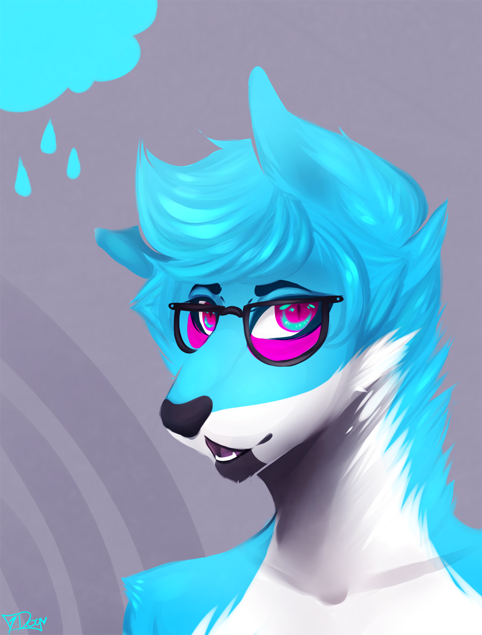 blue_fur eyewear fur geekidog glasses male purple_eyes solo