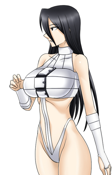 1girl black_hair breasts do_konjouuo large_breasts long_hair murata_cassandra rage_of_the_dragons simple_background snk solo