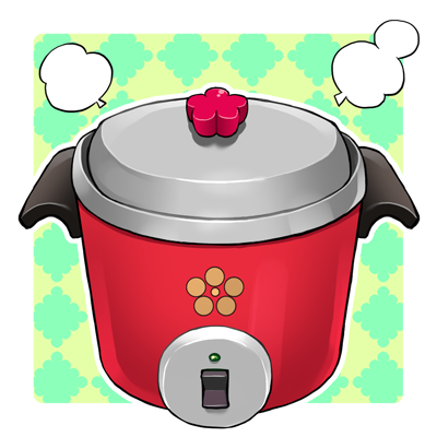 lowres no_humans patterned_background psychic_hearts rice_cooker steam transparent_background