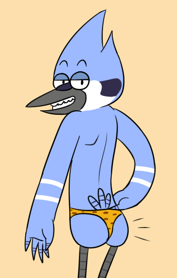 avian bird blue_body butt looking_at_viewer looking_back luigiman male mordecai regular_show solo underwear