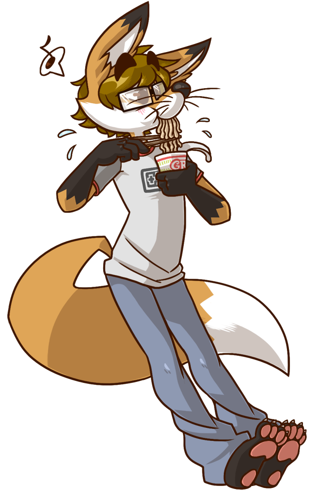 barefoot black_nose brown_hair canine eyewear fox foxydude glasses hair itsgrindtime male mammal solo unknown_artist