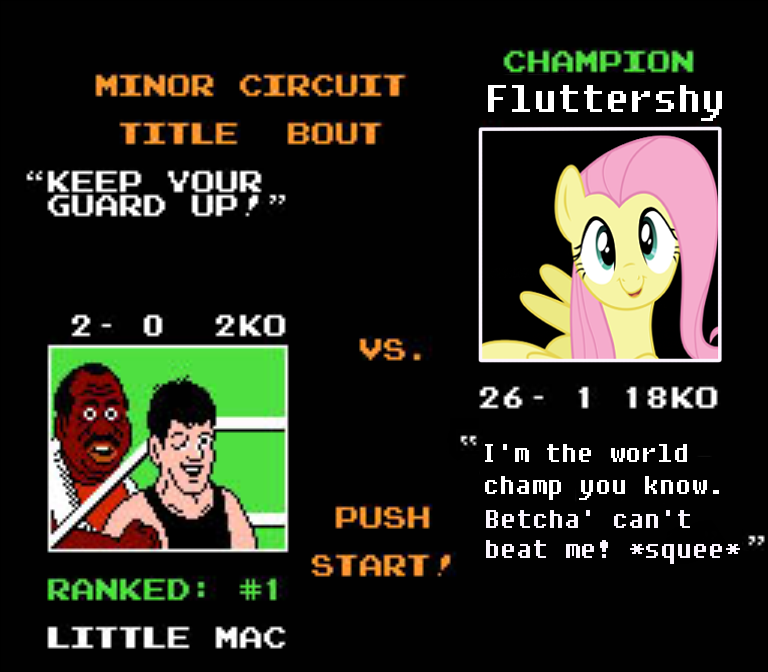 edit english_text equine female feral fluttershy_(mlp) friendship_is_magic green_eyes hair horse male mammal my_little_pony nintendo pegasus pink_hair pony punch_out screencap text unknown_artist video_games wings