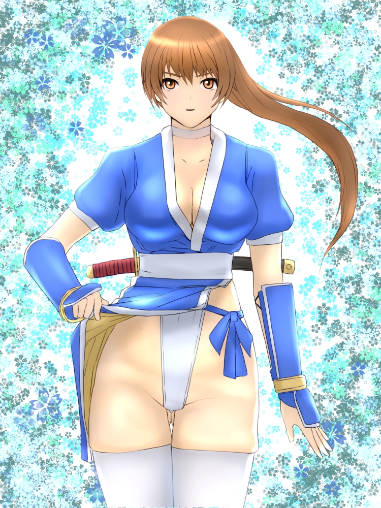 1girl breasts cleavage dead_or_alive kasumi kasumi_(doa) large_breasts ponytail solo tecmo