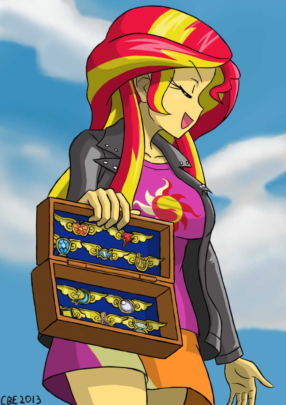 case clothing crimsonbugeye elements_of_harmony equestria_girls female friendship_is_magic hair human mammal my_little_pony open_mouth parody solo sunset_shimmer_(eg) sunset_shimmer_(mlp) two_tone_hair