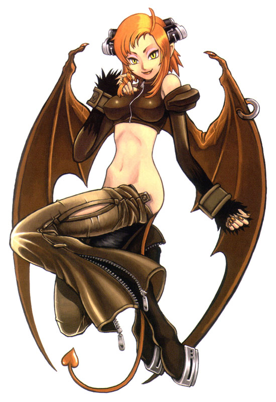 1girl character_request demon_girl demon_tail detached_sleeves female hooves leather midriff no_panties solo square_enix star_ocean star_ocean_till_the_end_of_time succubus tail wings
