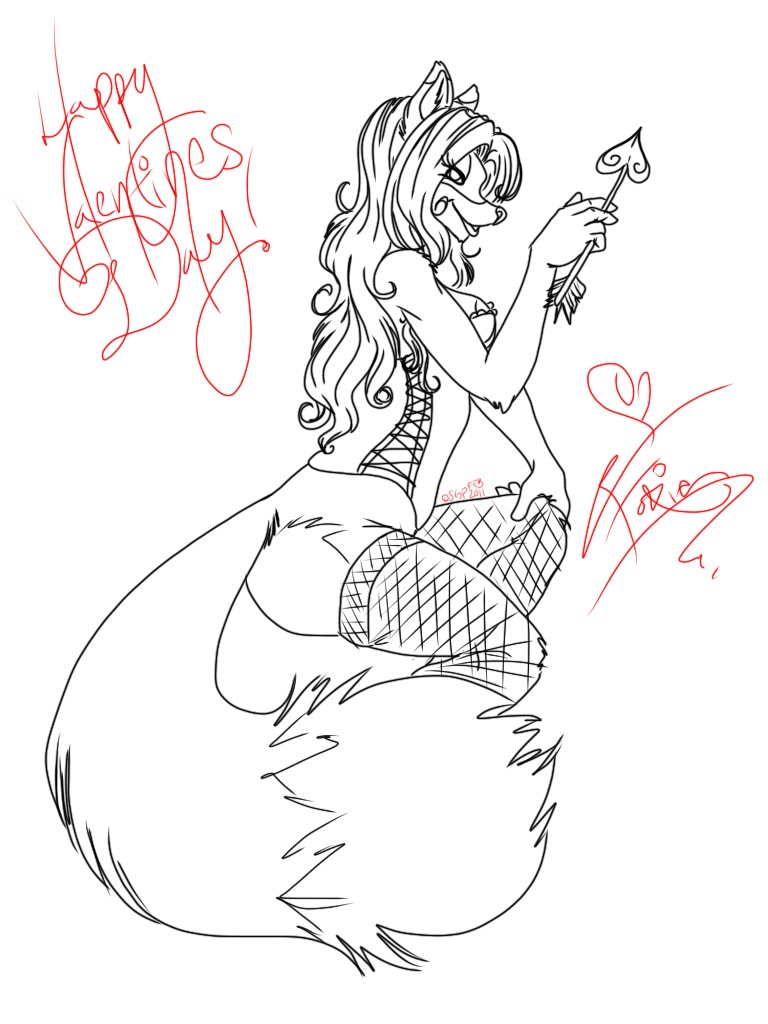 bottomless canine corset female fox foxie foxielove holidays legwear looking_at_viewer mammal stalkings stockings valentine's_day valentine's_day