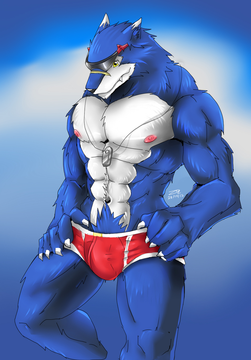 5_fingers abs anime anthro biceps big_muscles black_eyes black_nose black_skin blue_background blue_fur bulge canine claws clothed clothing digimon fur half-dressed half_nude happy hi_res japanese looking_at_viewer looking_down machgaogamon male mammal manly muscles navel necklace nipples pecs pink_skin plain_background shadow sharp_teeth shiny skin smile sollynaka_(pixiv) solo standing teeth underwear unknown_artist white_background white_eyes white_fur wolf yellow_eyes
