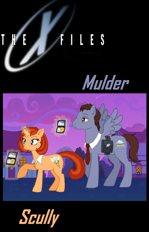 blue_eyes brown_eyes brown_hair clothing collar color cutie_mark dana_scully english_text equine fbi female feral flying_saucer fox_mulder friendship_is_magic hair horn horse id magic male mammal my_little_pony necktie open_mouth parody pegasus pony red_hair saddle sci-fi spacecraft suit television_show text the_x_files ufo unicorn unknown_artist wings