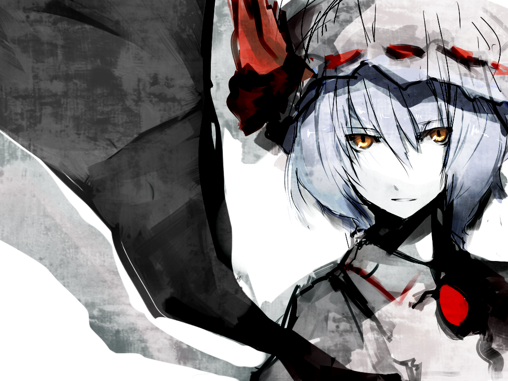 bad_id bad_pixiv_id blue_hair hat remilia_scarlet short_hair solo touhou un-known_(ninesix) wings yellow_eyes