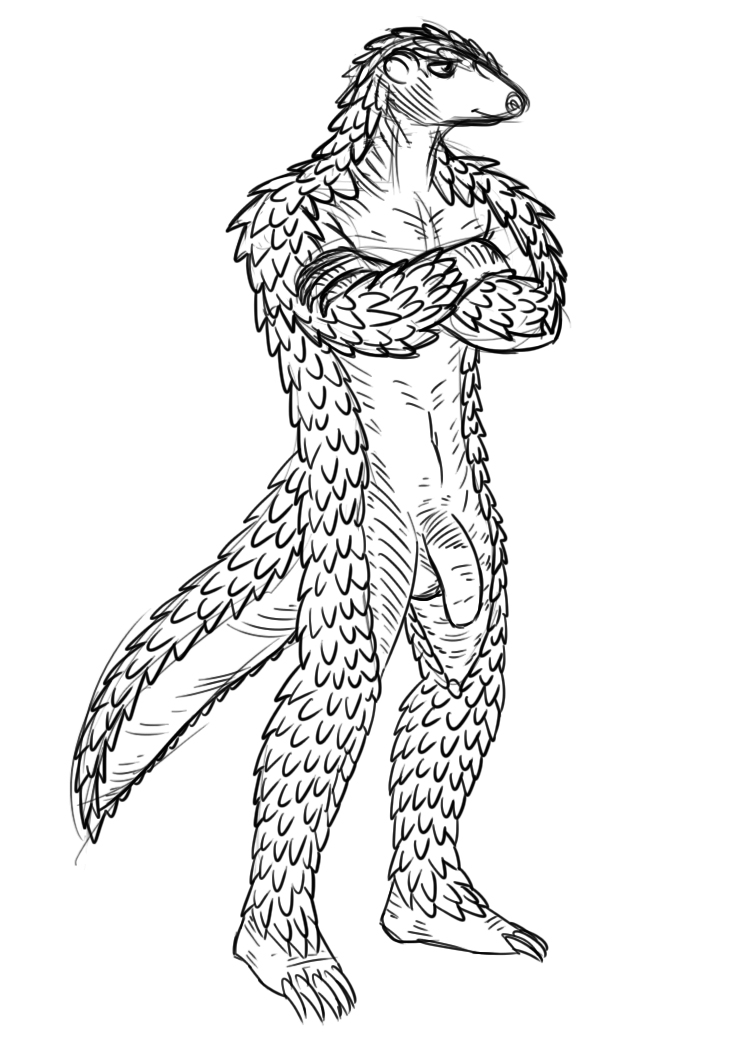 boo3 claws jules male muscles nude pangolin penis scales smile tall