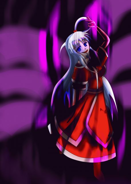 ahoge aura blue_eyes dark_aura empty_eyes multiple_wings shinki silver_hair smile sufiida_(angelicdevil) touhou touhou_(pc-98) wings